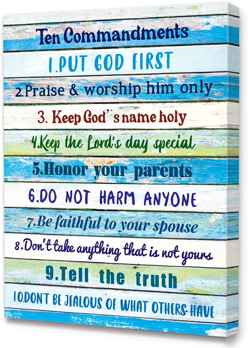 Black Canvas Wall Art — 12" — 10 Commandments