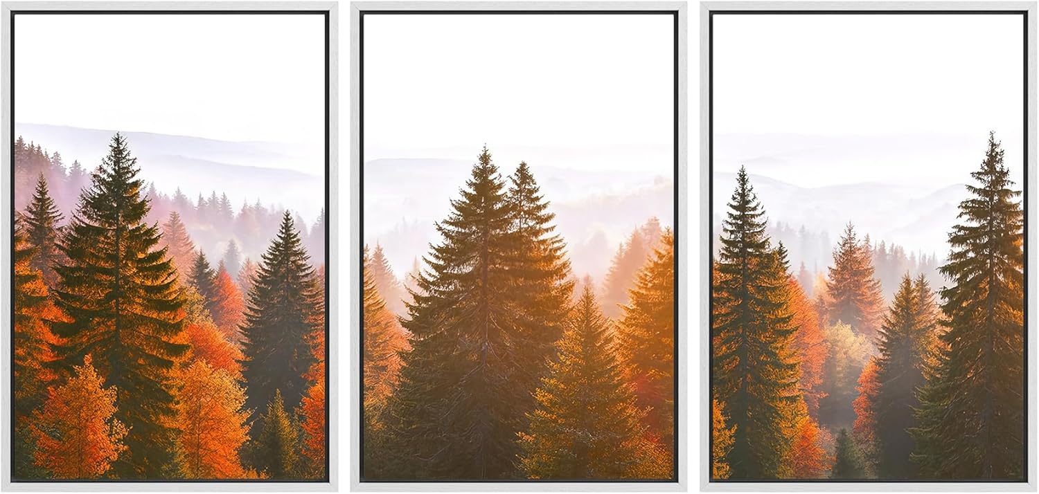 Modern Framed Wall Art — 16" — 16"x24"x3 Panels White