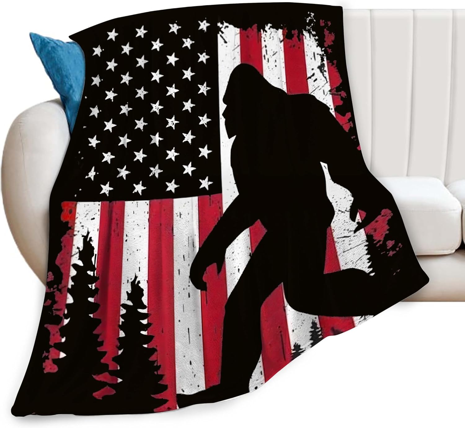 Black Throw Pillow — 50" — Gorilla and Flag