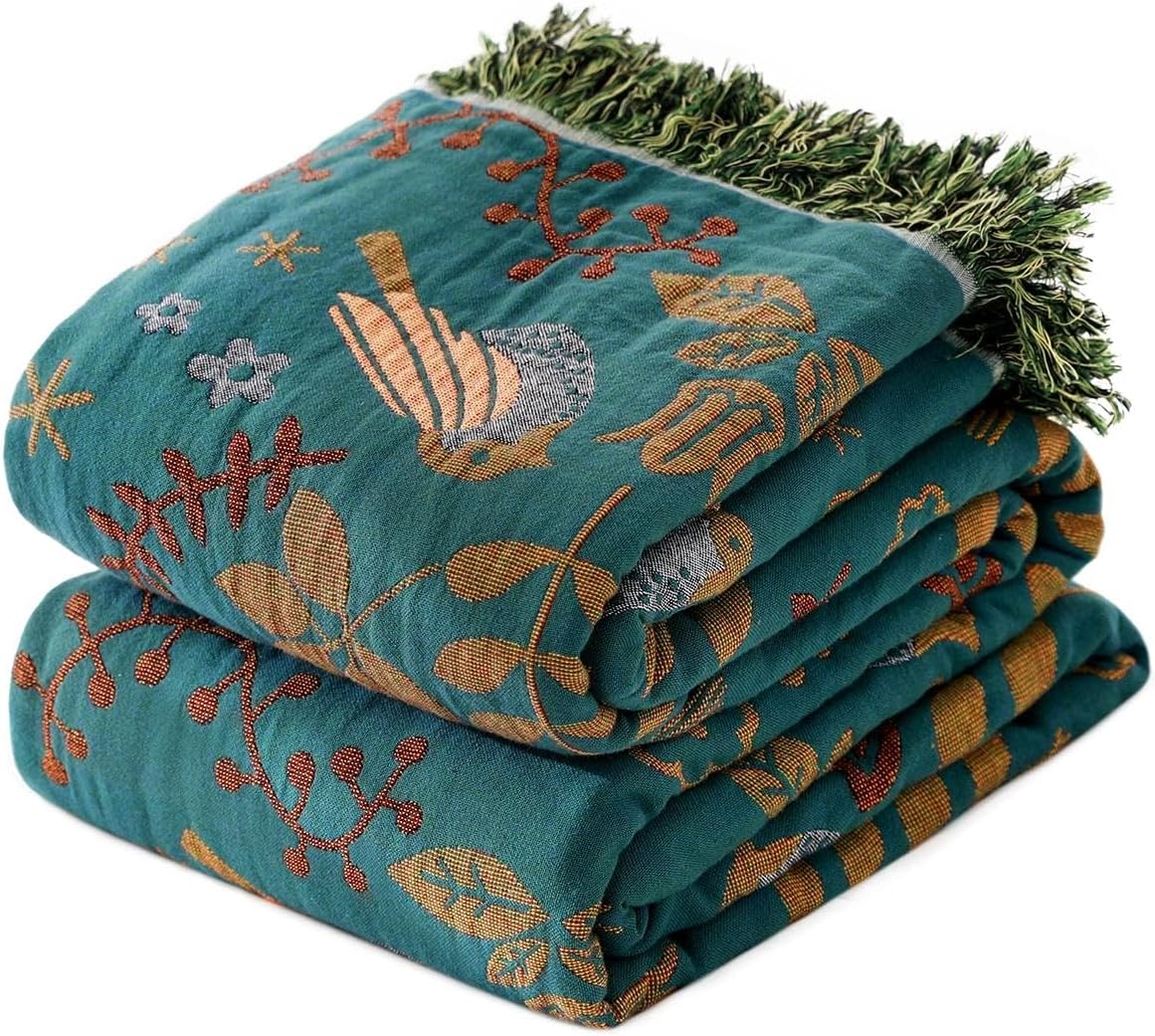 Boho Blue Throw Pillow — 50" — Animal-bird-a