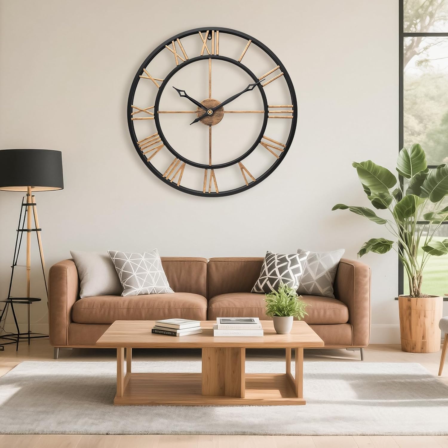 Oversized Luxe Black Wall Clock — 24" - View 4