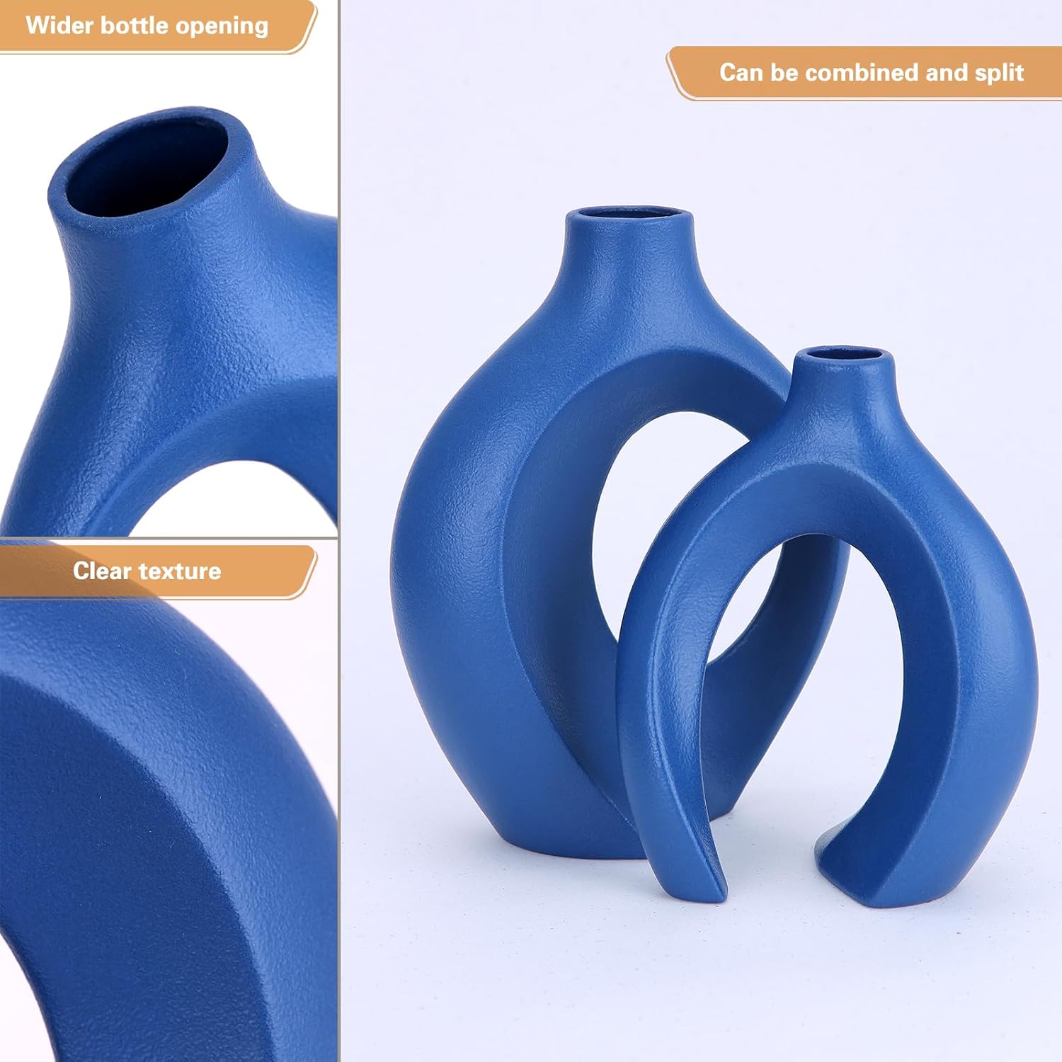 Modern Ceramic Flower Vase — Set of 2 - View 2