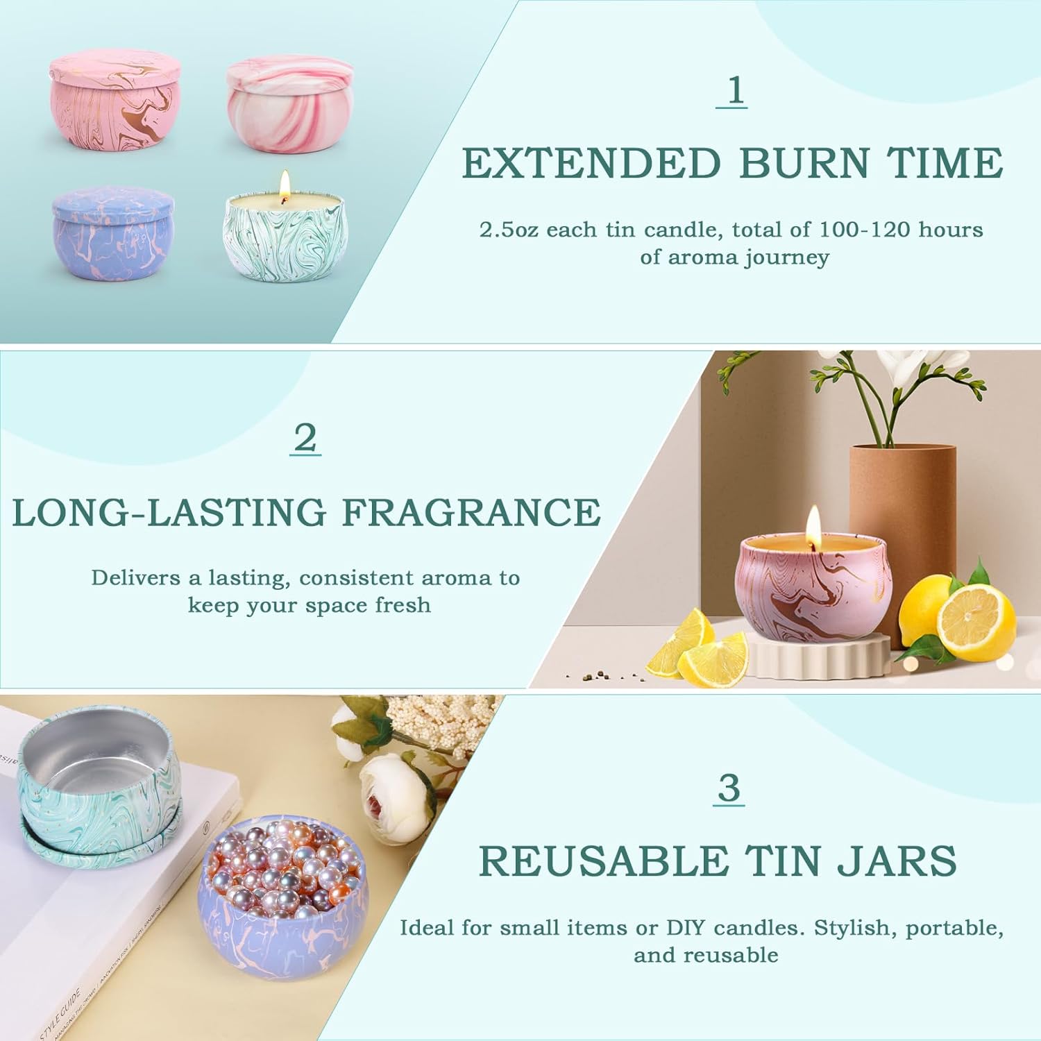 Soy Wax Metal Scented Candle — Set of 4 - View 8