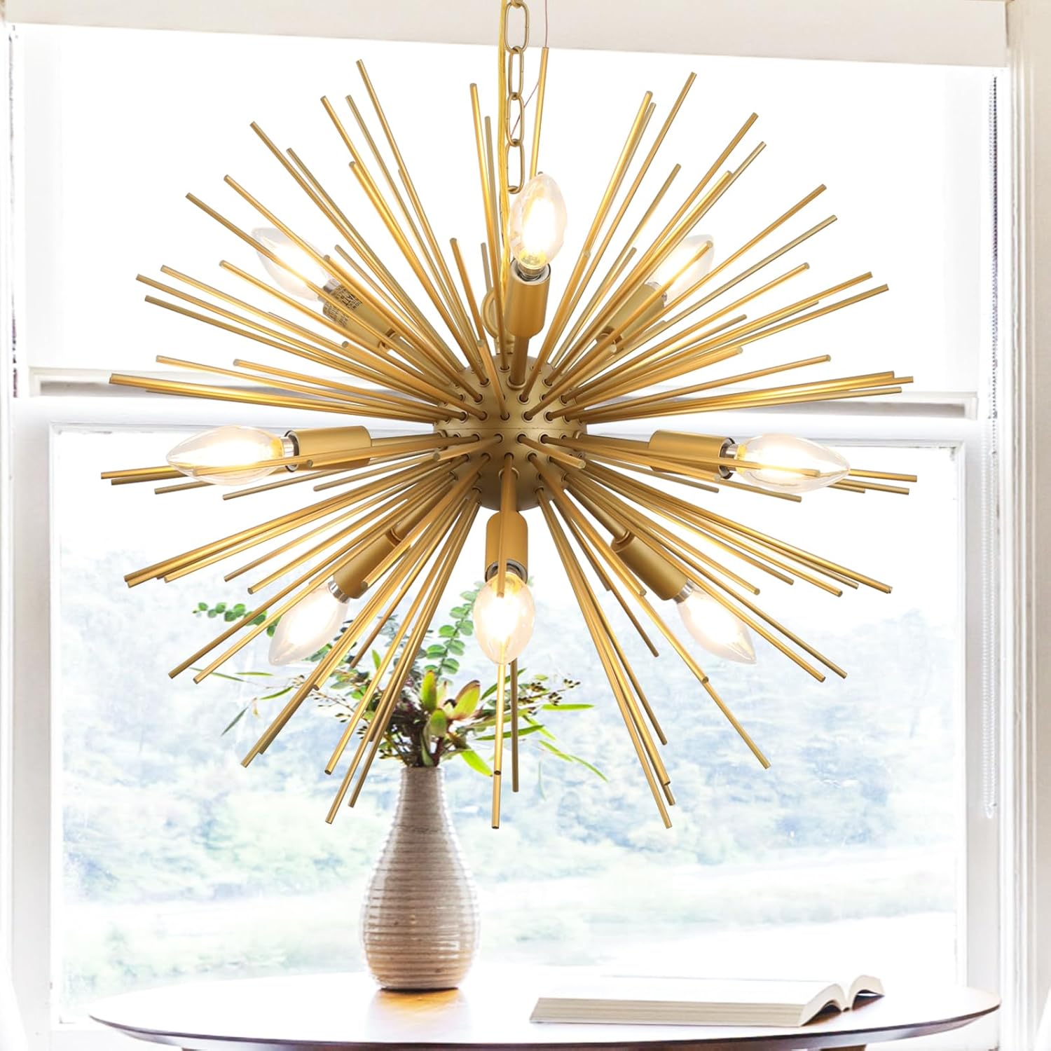 Modern Black Chandelier — 4-Light — Golden 20" 9-Light