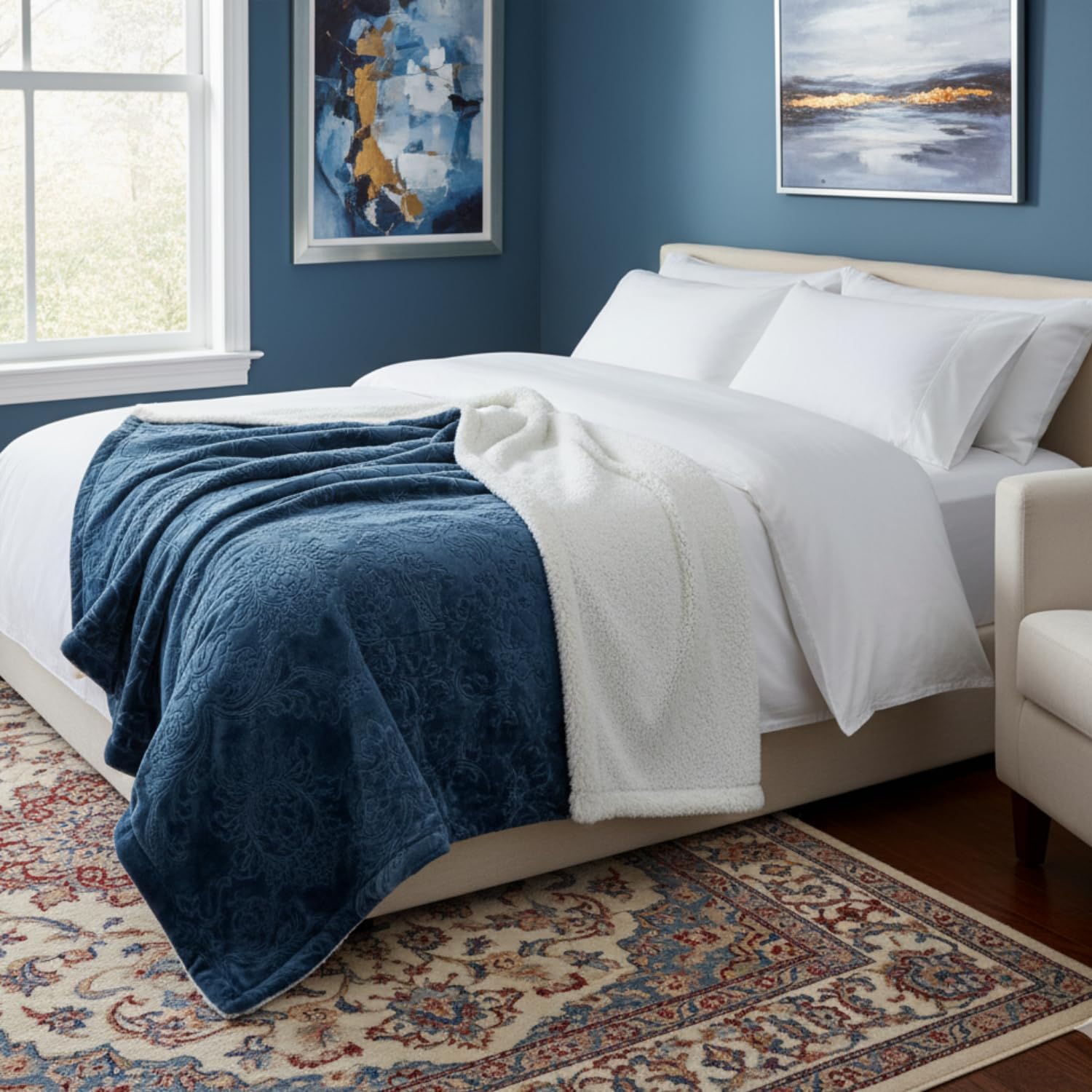 Luxe Blue Throw Pillow — 60" — 90 x 90"
