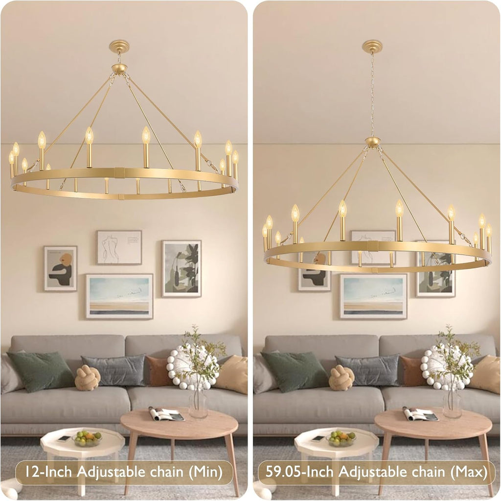 Round Farmhouse Black Chandelier — 16-Light - View 6