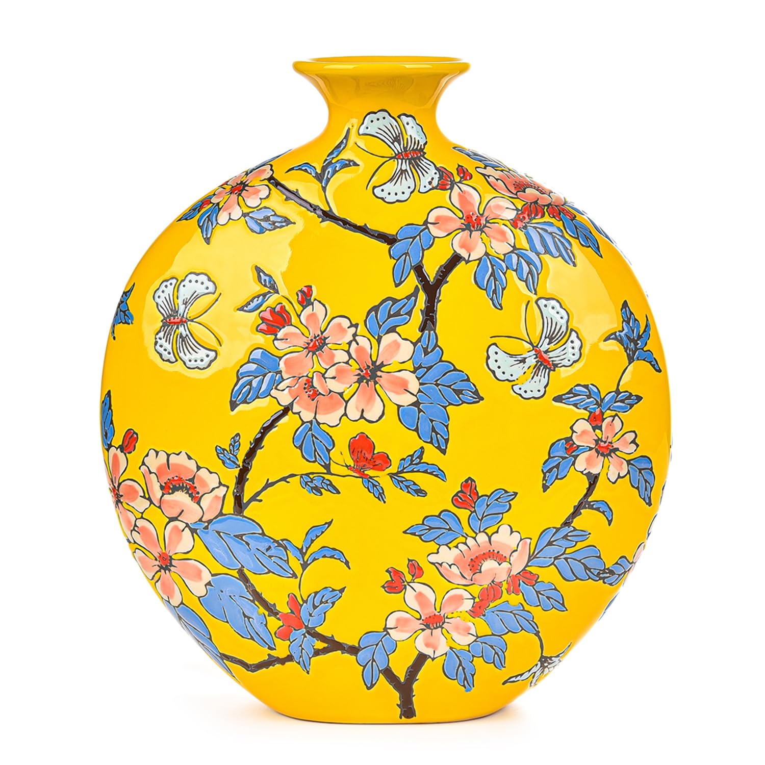 Hand-Carved Beige Decorative Vase