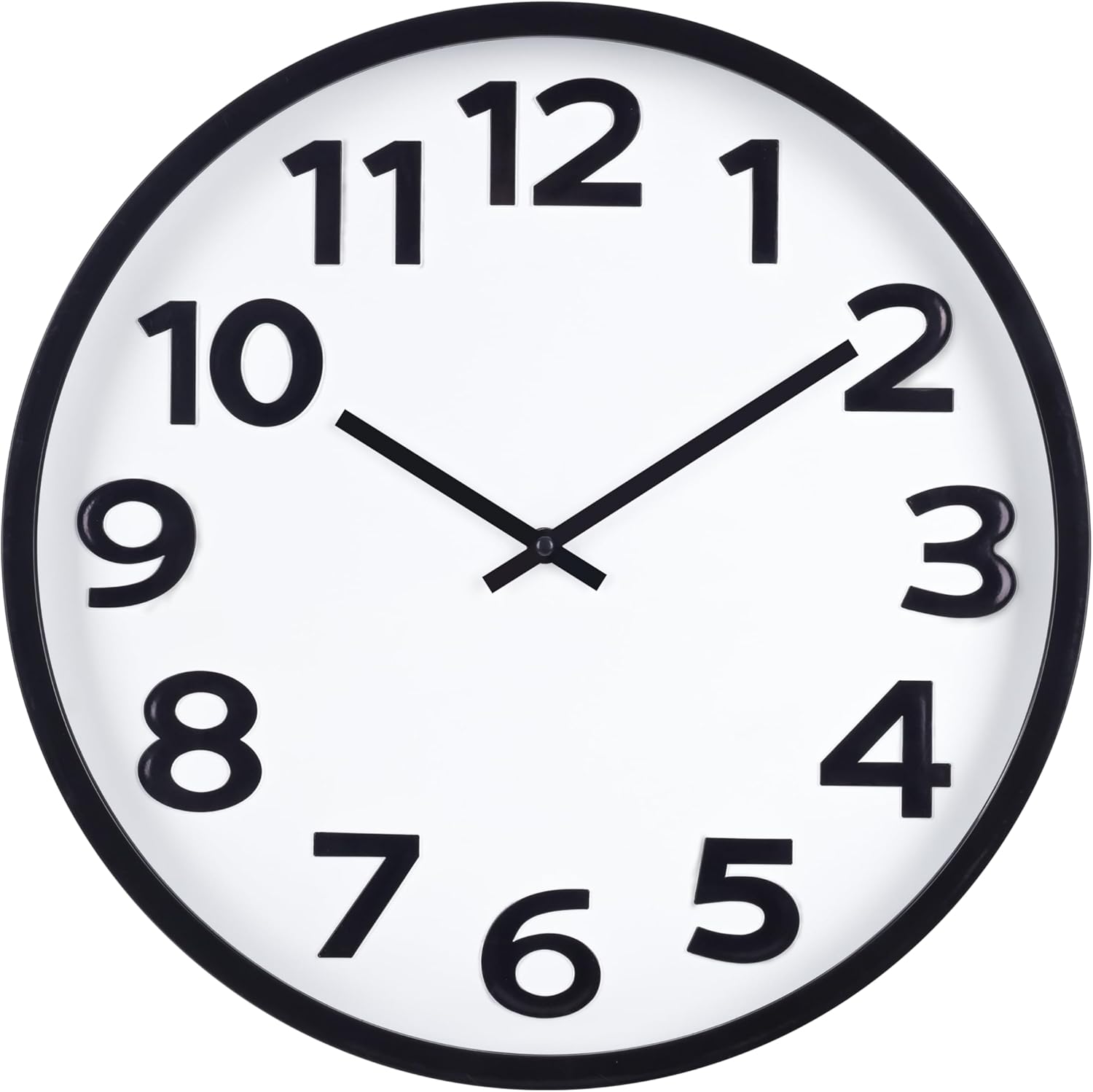 Battery Operated Modern Black Wall Clock — 16" — 16'' Black