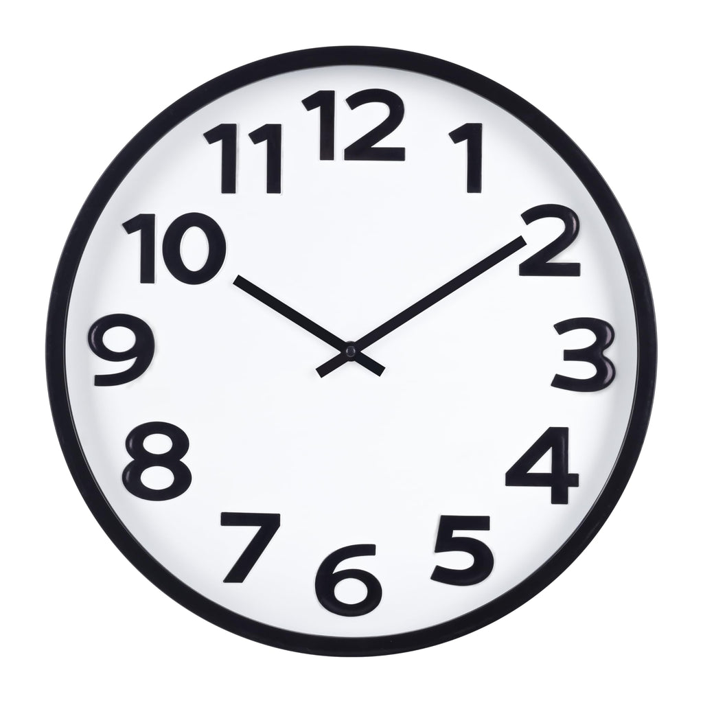 Battery Operated Modern Black Wall Clock — 16"