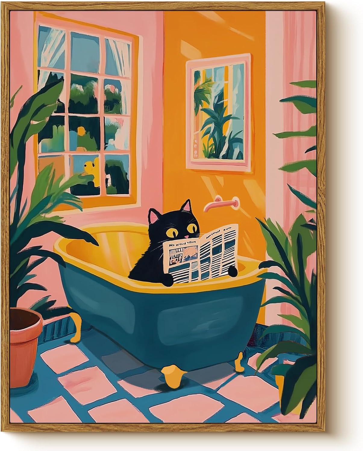 Vintage Orange Framed Wall Art — 16" — Alone Time