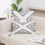 Tufted Boho Grey Throw Pillow Cover — 20" - View 3