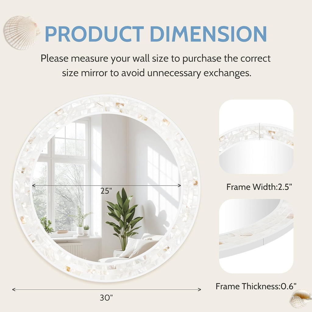 Framed Brown Wall Mirror — 30" - View 3