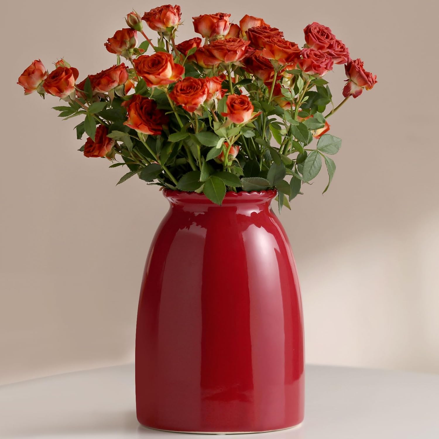 Modern Green Flower Vase — 7" — Red-8.5inch
