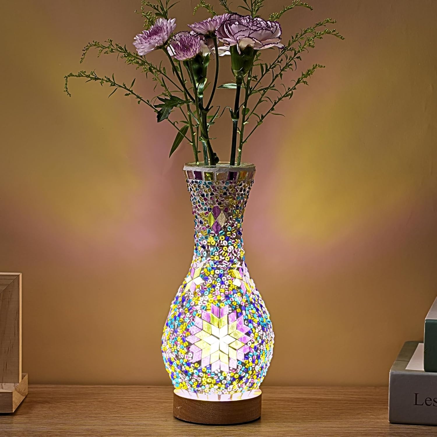 USB Farmhouse Blue Table Lamp — Pink