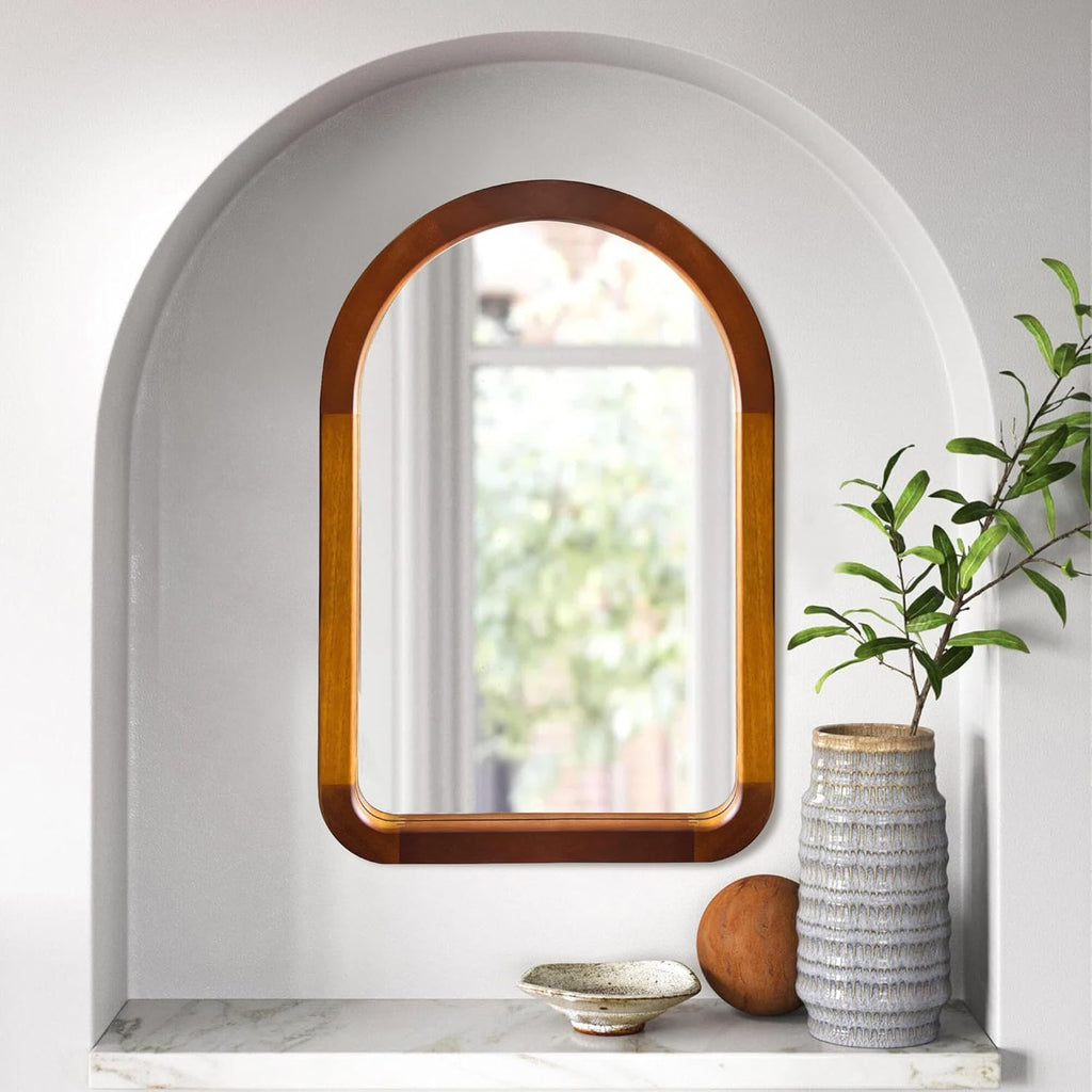 Round Farmhouse Brown Wall Mirror — 30" - View 2