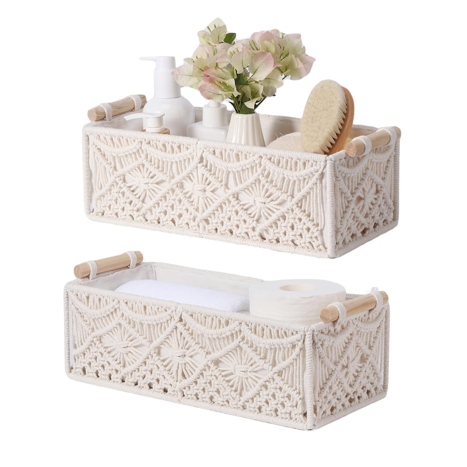 Boho Rattan Storage Basket — Set of 2