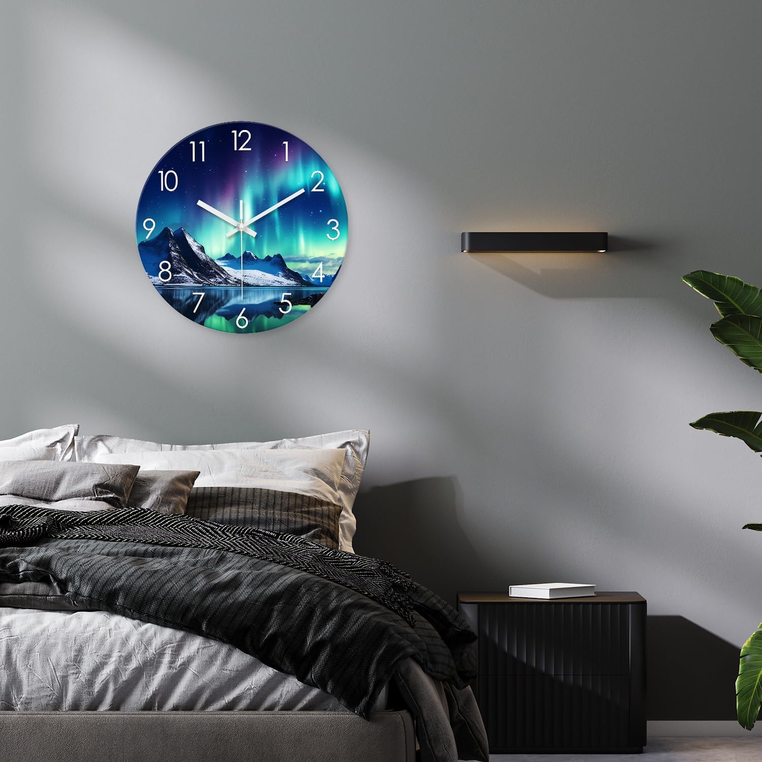 Battery Operated Modern Black Wall Clock — 12" - View 4