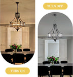Round Farmhouse Black Chandelier — 6-Light - View 7