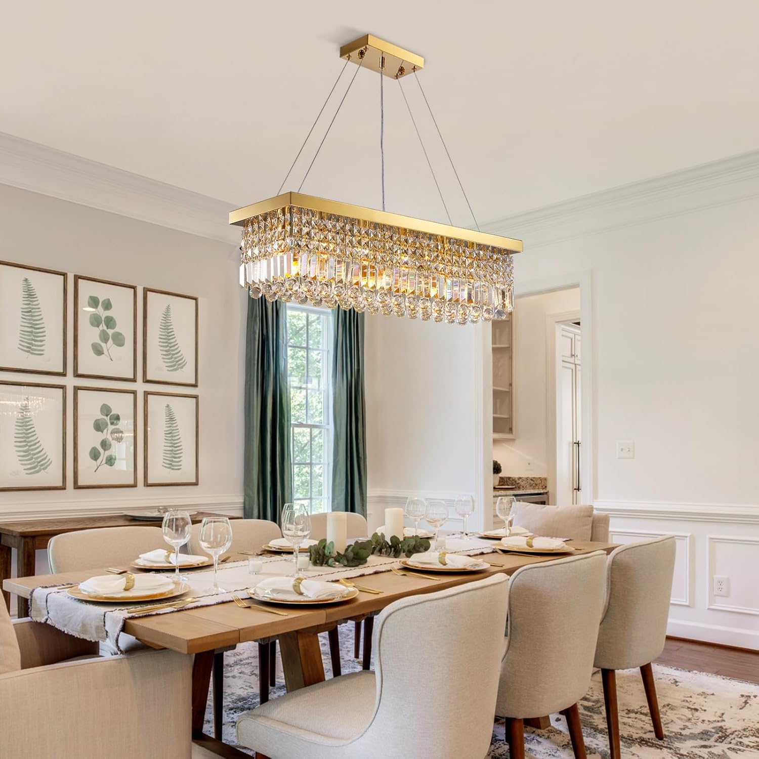 Adjustable Luxe Glass Chandelier — 6-Light - View 4