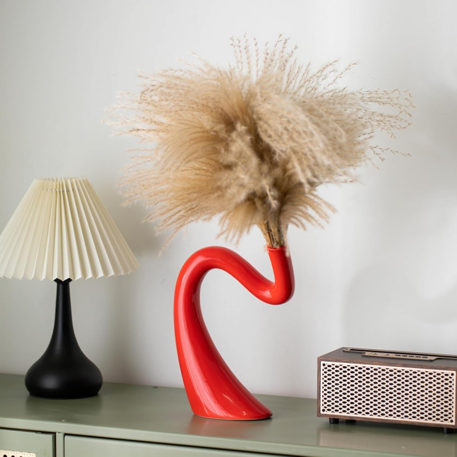 Modern Red Decorative Vase — 11.8" - View 3