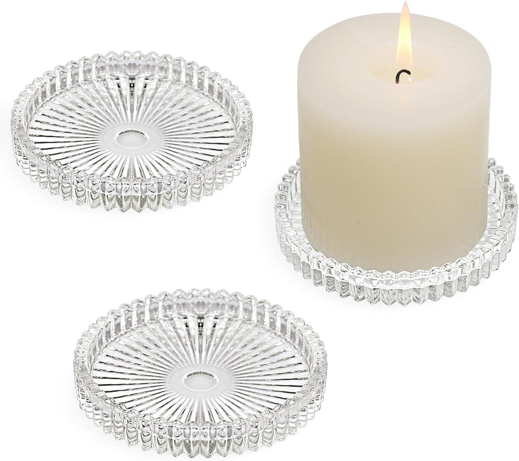 Blue Pillar Candle — 4" — Clear