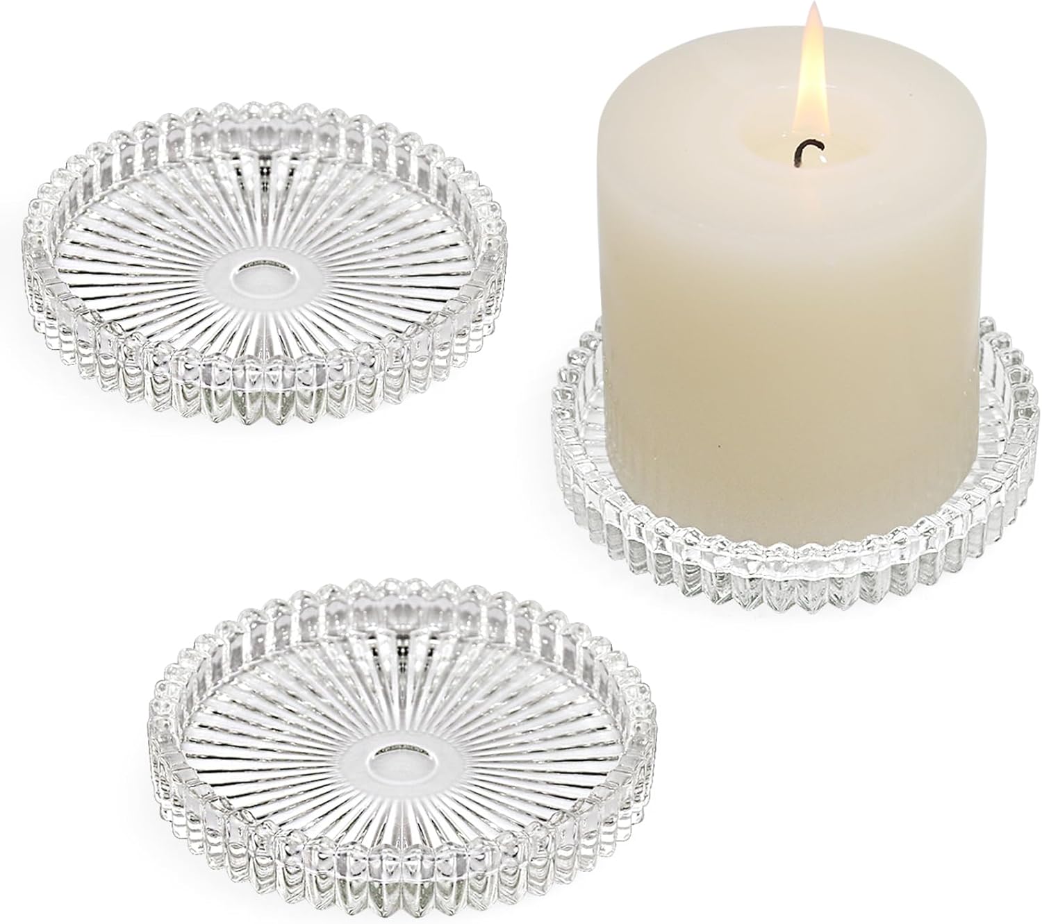 Blue Pillar Candle — 4" — Clear