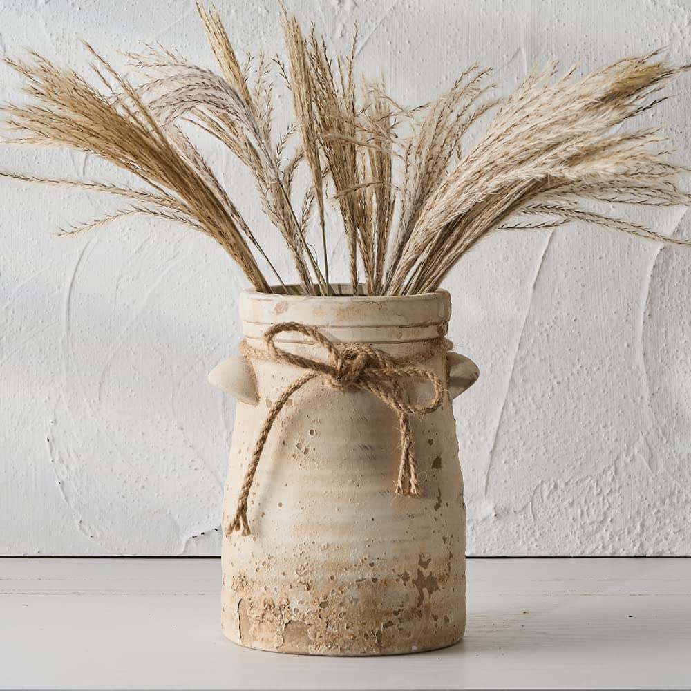 Farmhouse Beige Flower Vase — 8"