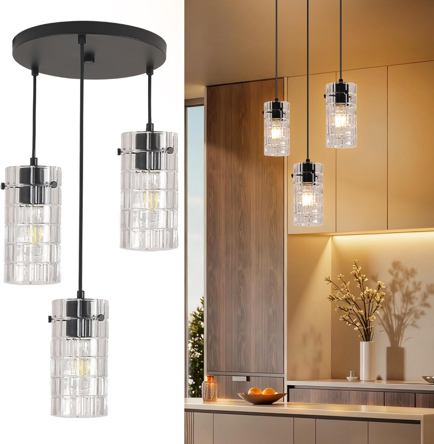 Adjustable Luxe Black Chandelier — 3T Matt black