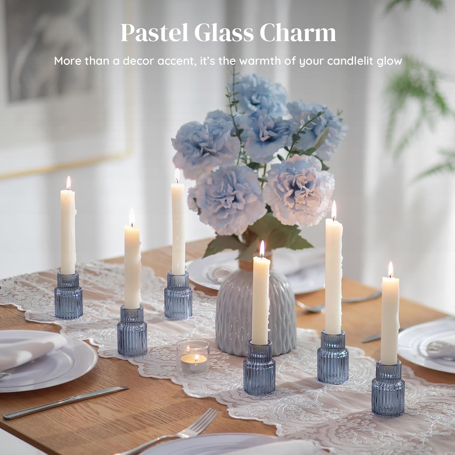 Modern Blue Candle - View 2