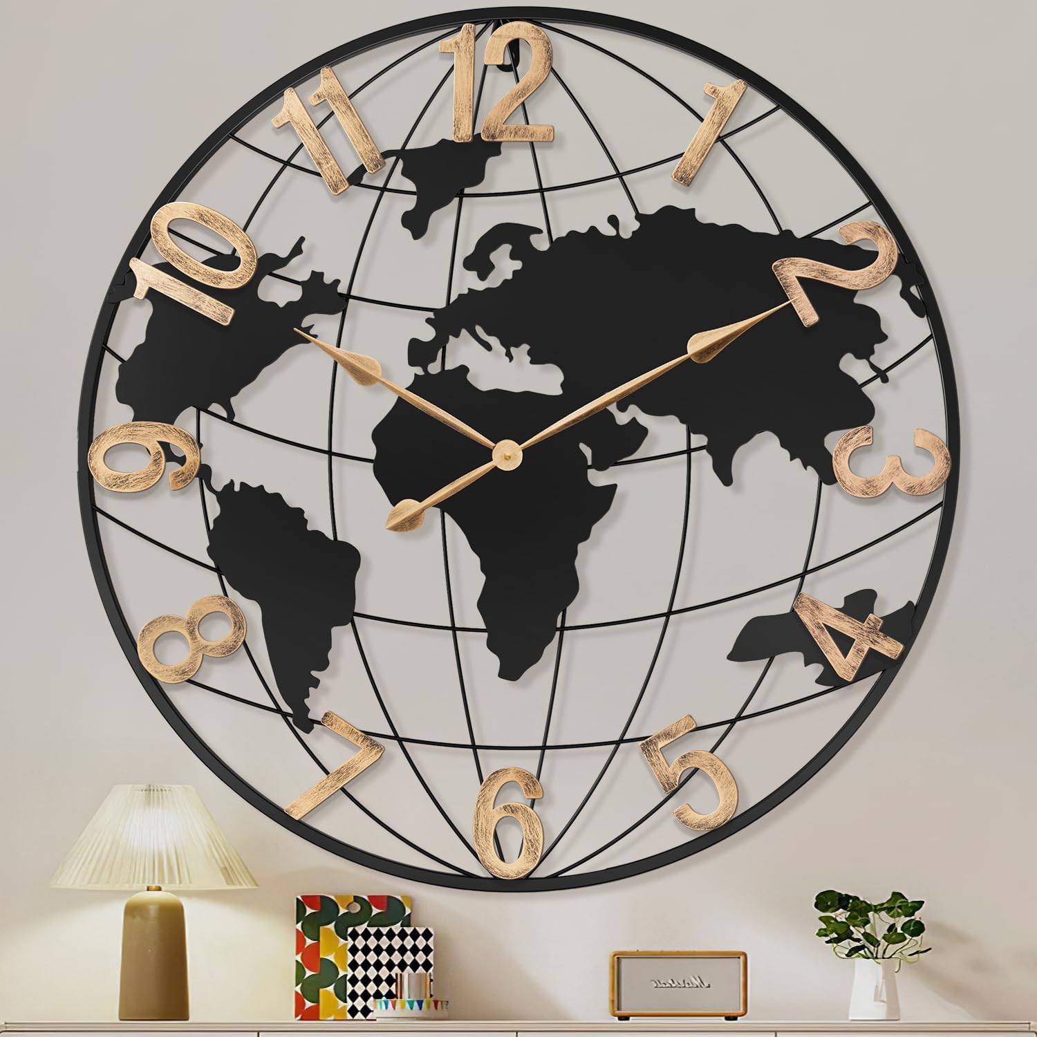 Vintage Luxe Black Wall Clock — 24" — Black Arabic