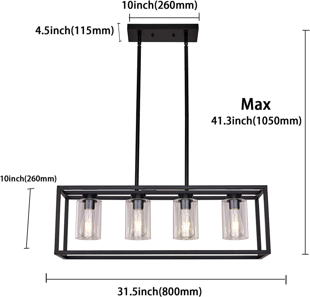 Vintage Farmhouse Black Chandelier — 4-Light - View 2
