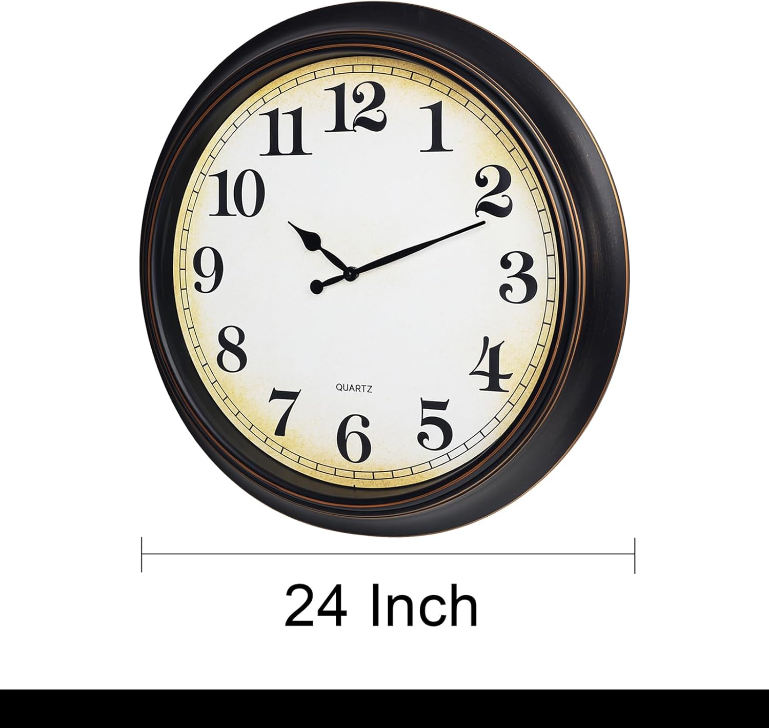 Battery Operated Farmhouse Gold Wall Clock — 24" - View 2