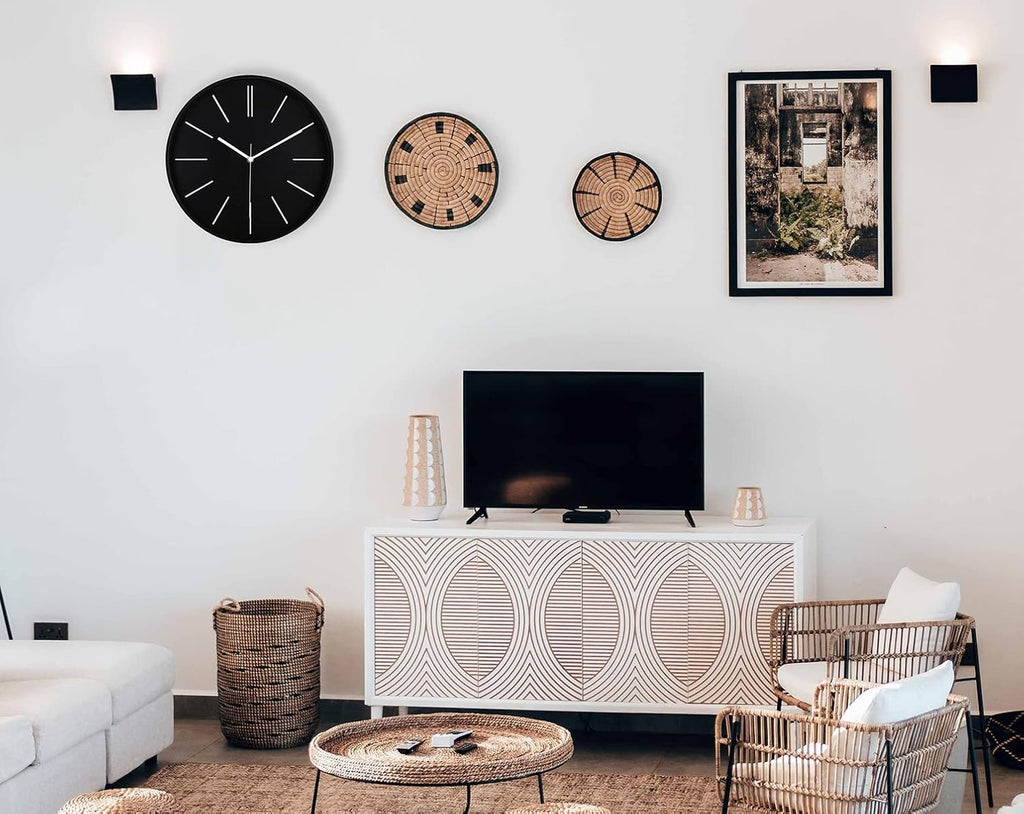 Battery Operated Modern Black Wall Clock — 12" - View 4