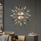 Modern Black Wall Clock — 27" — Gold Starburst 1