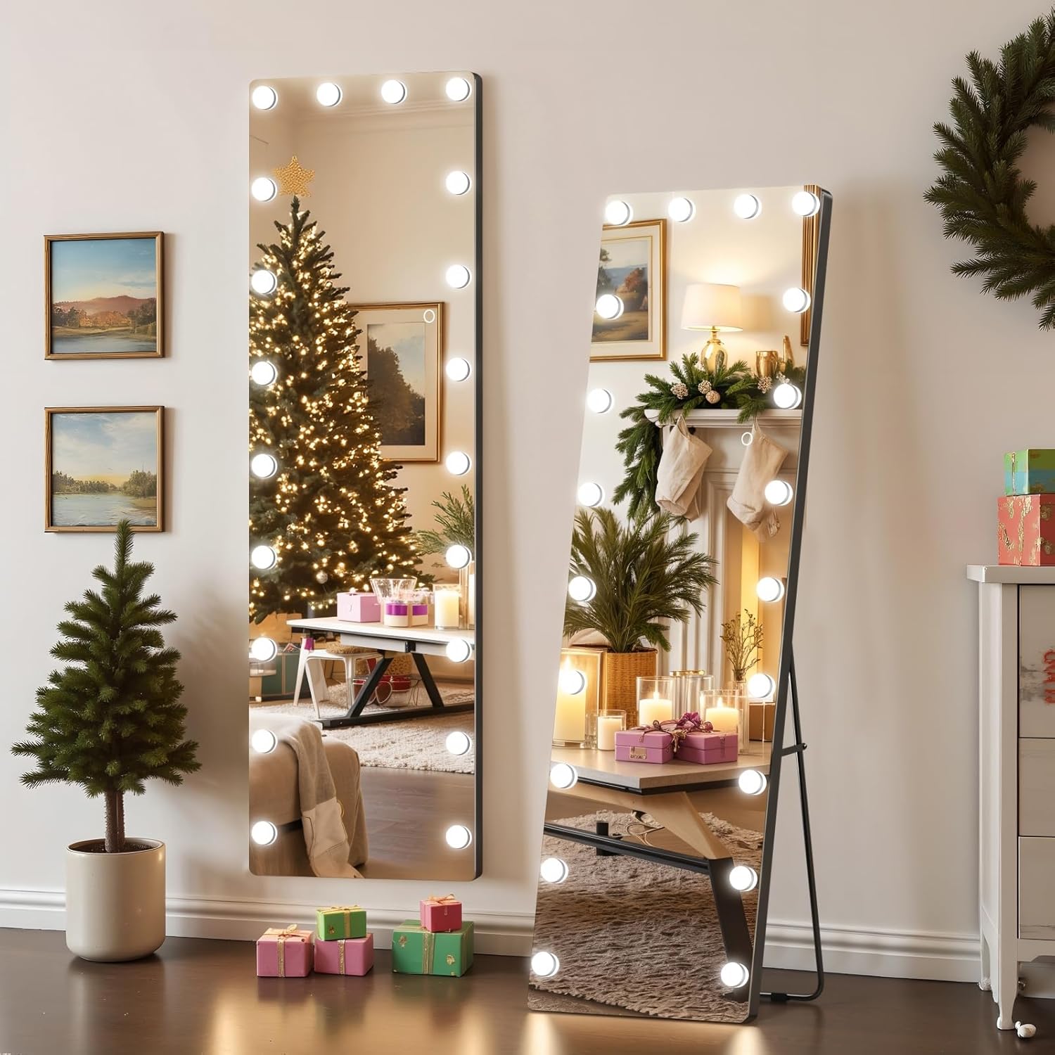 Adjustable Black Vanity Mirror — 56" — Hollywood