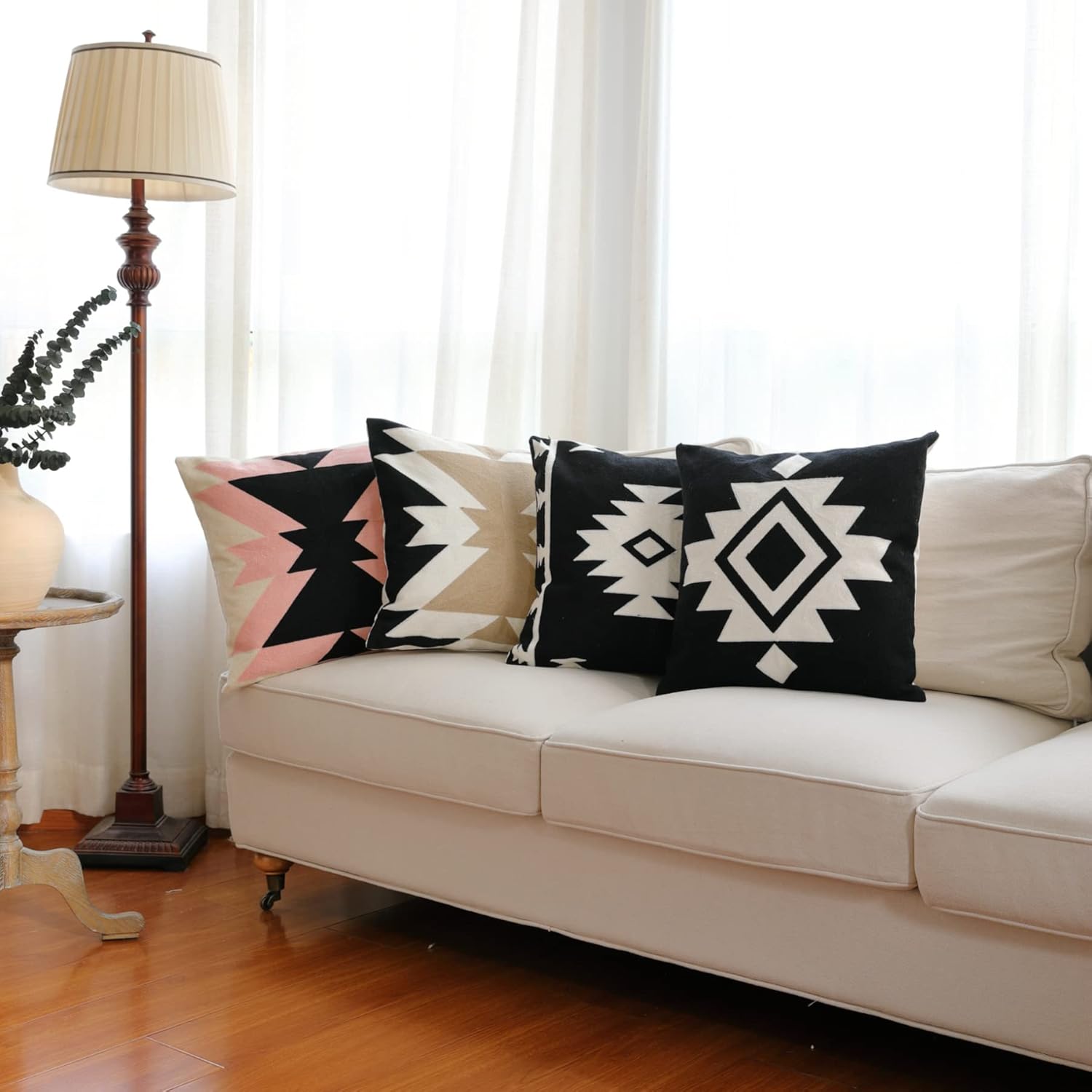 Boho Fabric Throw Pillow Cover — 18" - View 6