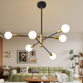 Farmhouse Black Chandelier — 6-Light — Black Gold