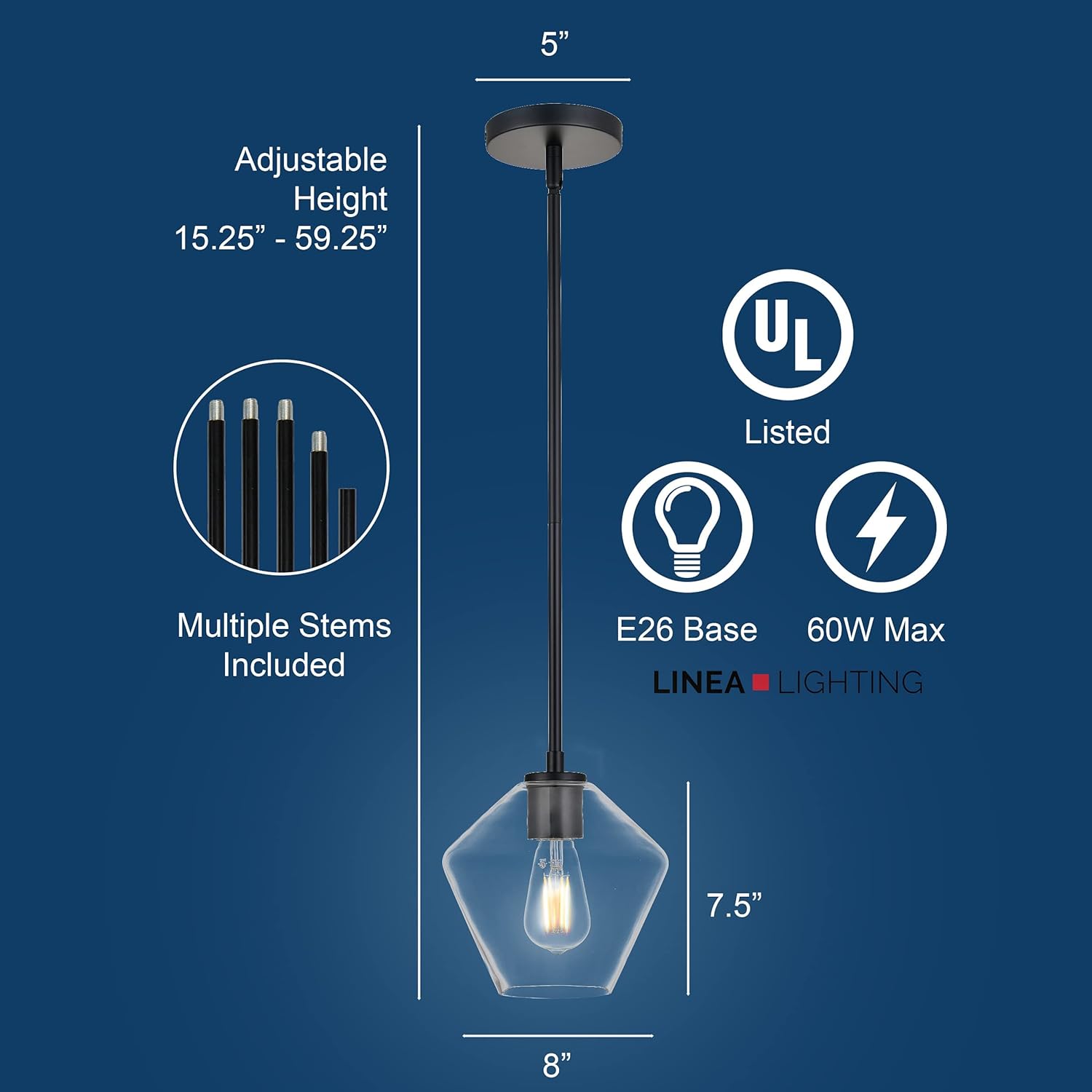 Farmhouse Black Pendant Light - View 2