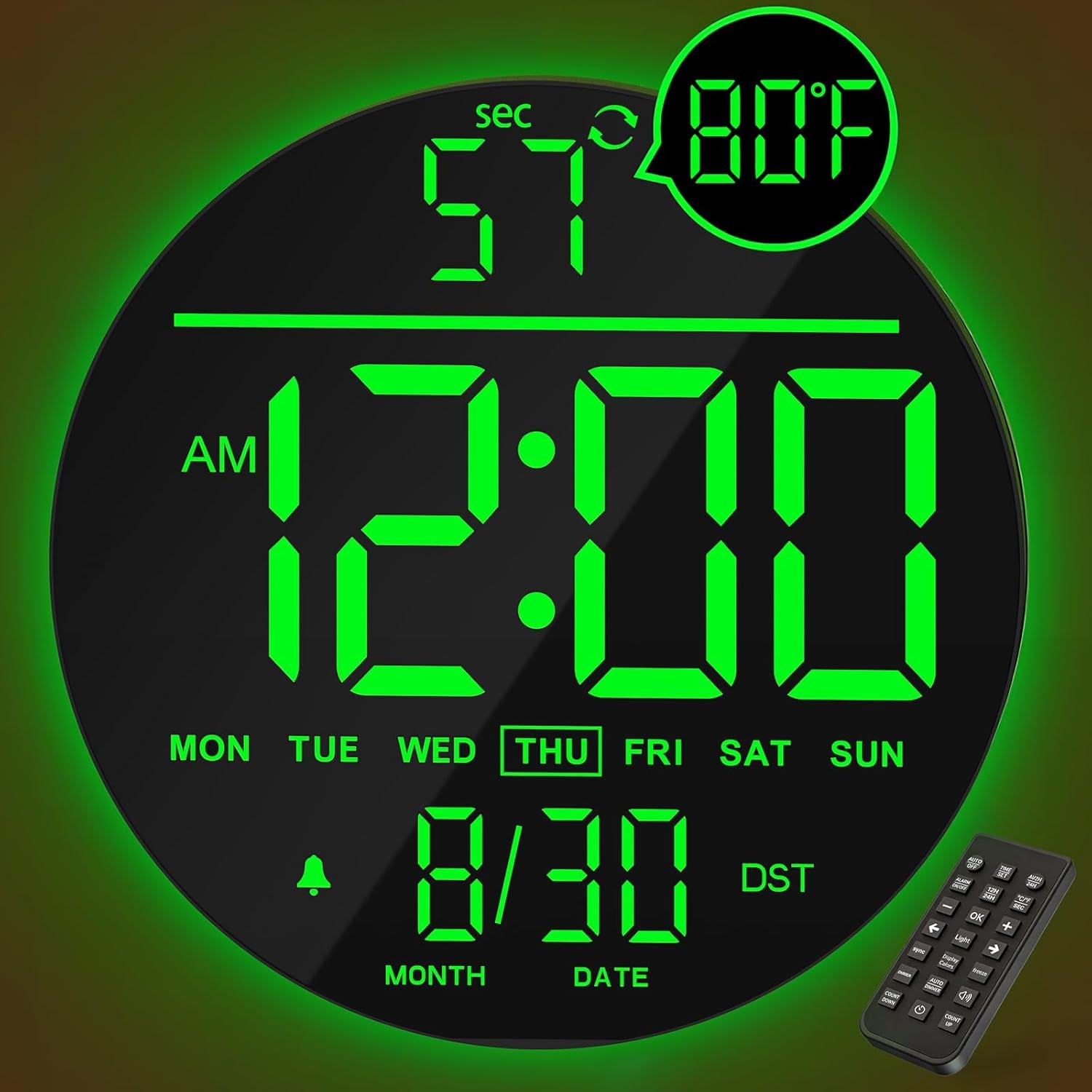 RGB Blue Wall Clock — 10" — Green