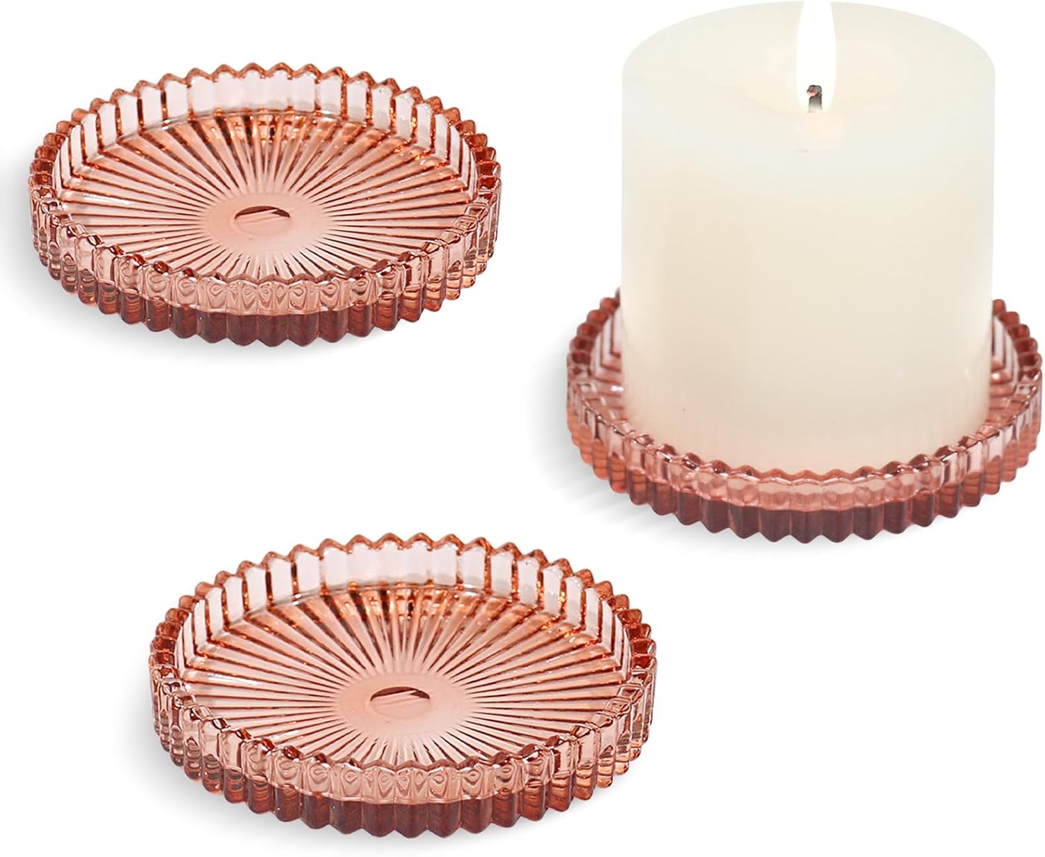 Blue Pillar Candle — 4" — Reddishbrown