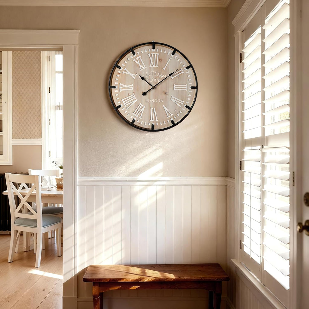 Battery Operated Farmhouse Brown Wall Clock — 24" - View 4