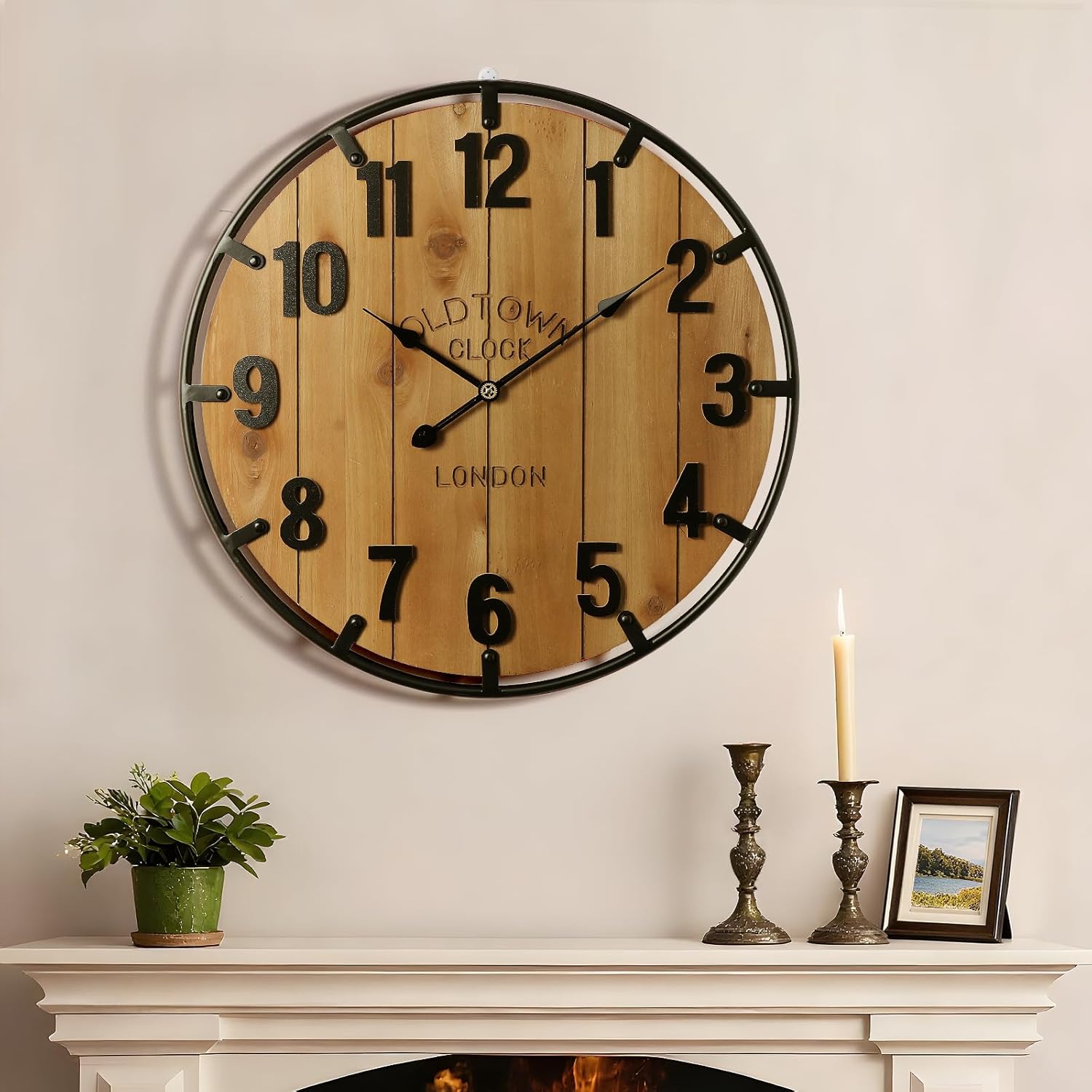 Battery Operated Farmhouse Brown Wall Clock — 30" — Brown