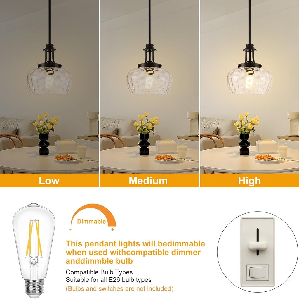 Modern Black Pendant Light — 10" - View 6