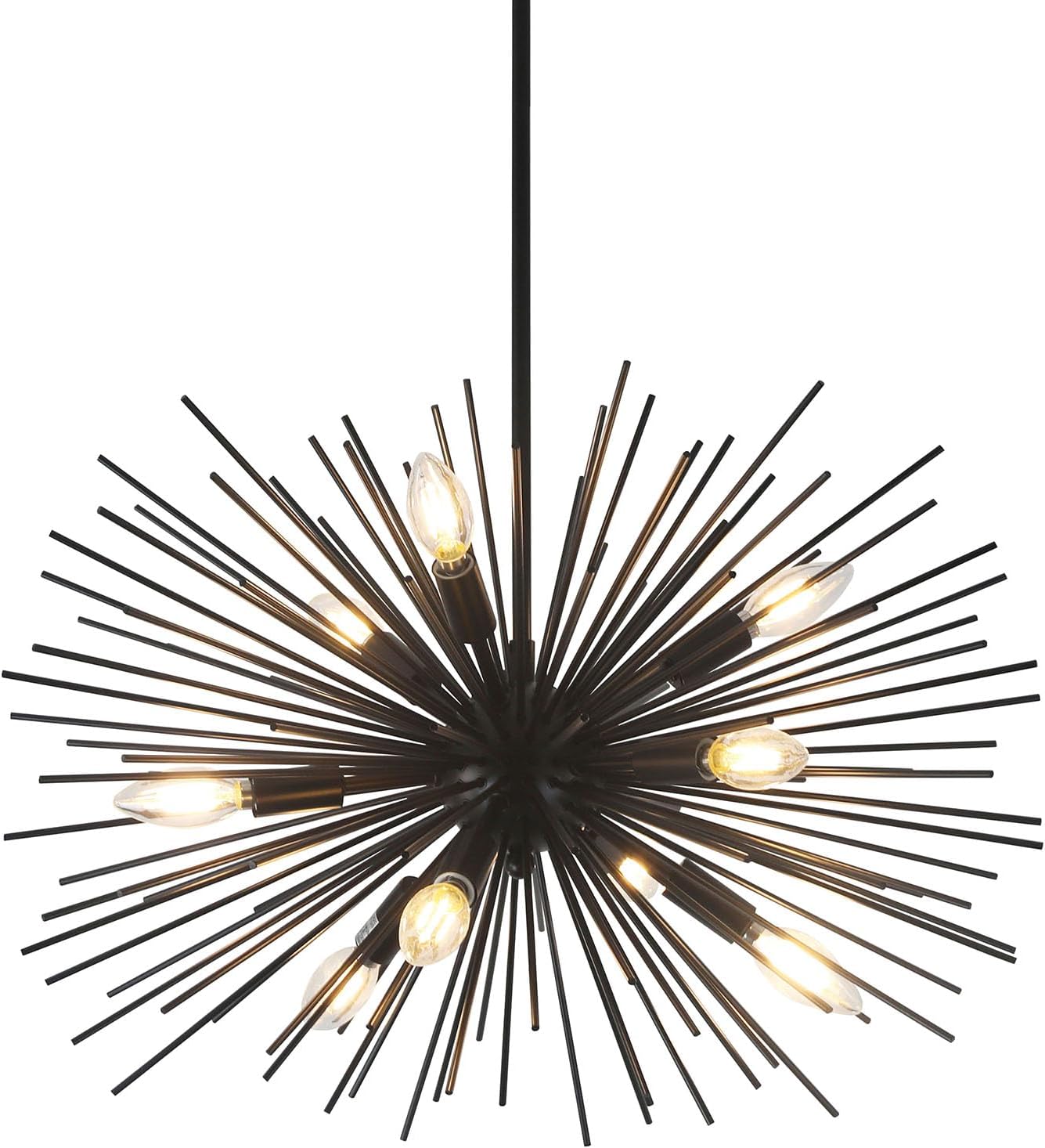Modern Black Chandelier — 4-Light — Black 24" 9-Light Hanging Rod