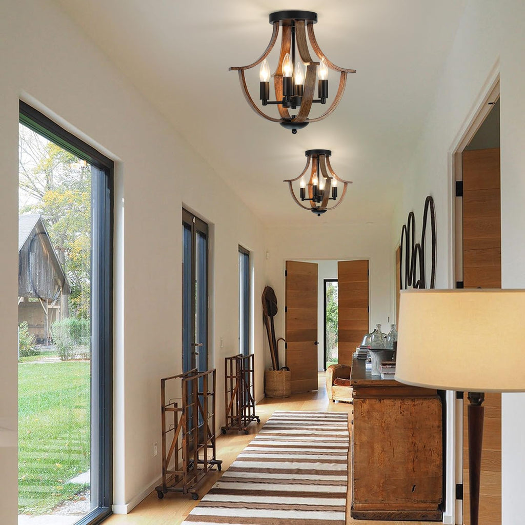 Vintage Farmhouse Black Chandelier — 4-Light - View 3