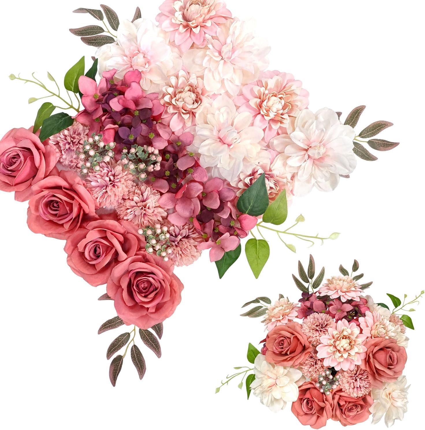Brown Artificial Flowers — Dusty Red Pink