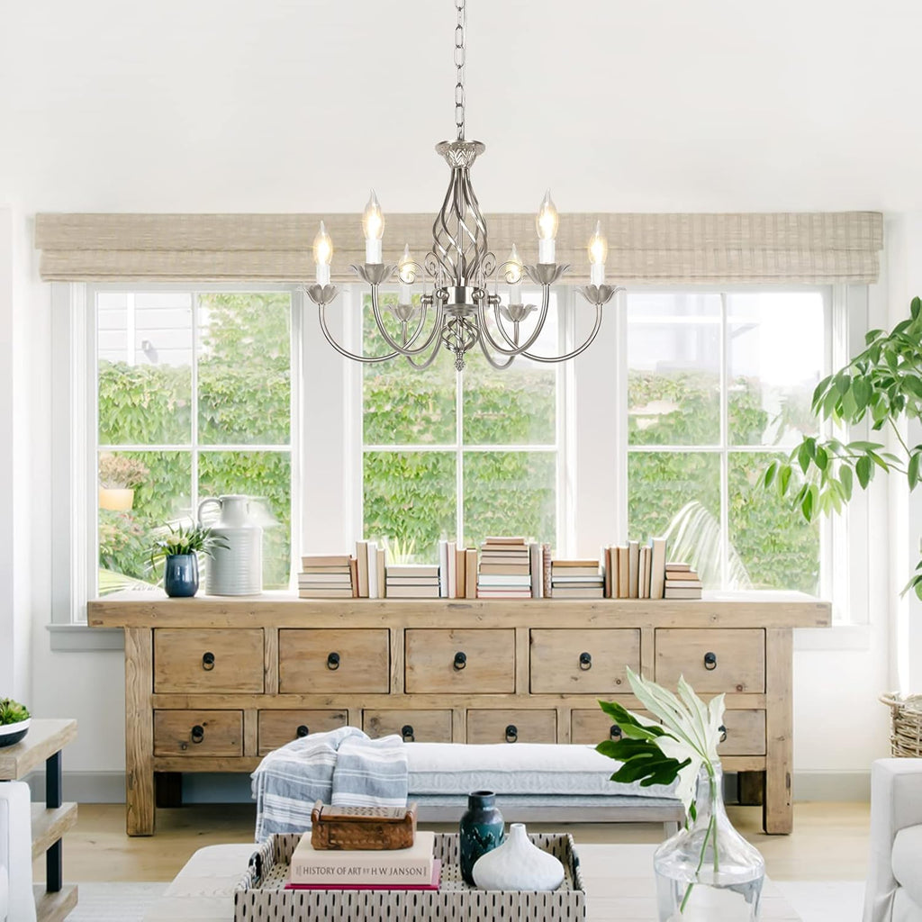Farmhouse Black Chandelier — 6-Light - View 8