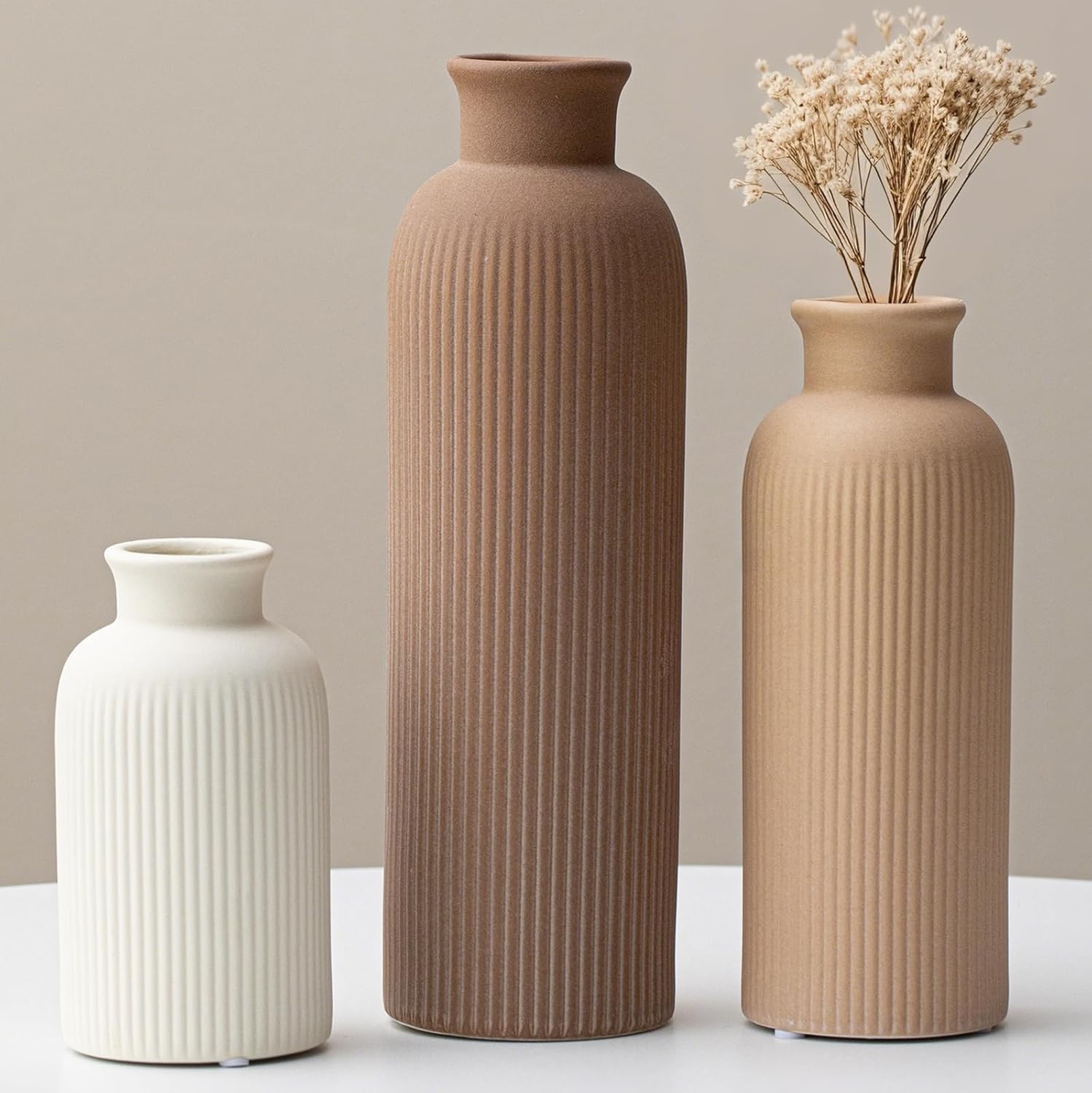 Modern Beige Decorative Vase — Standard Coffee Mix