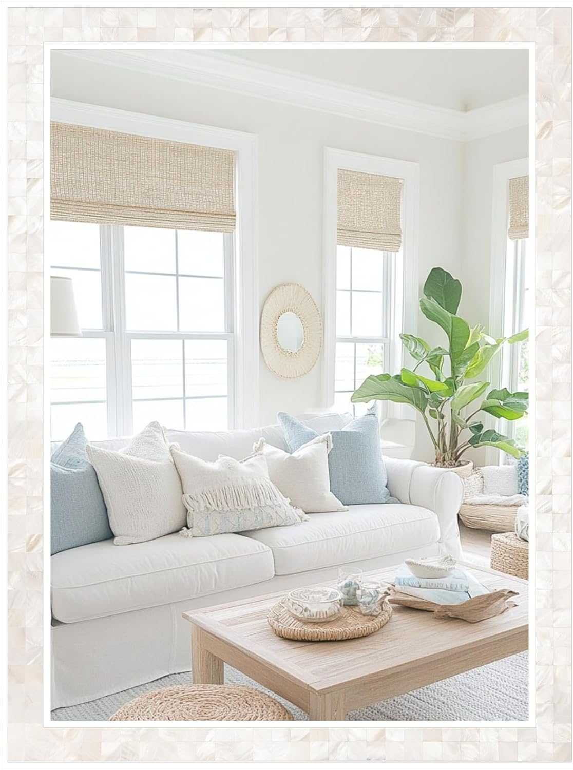 Framed Brown Wall Mirror — 30" — 36"L x 24"W