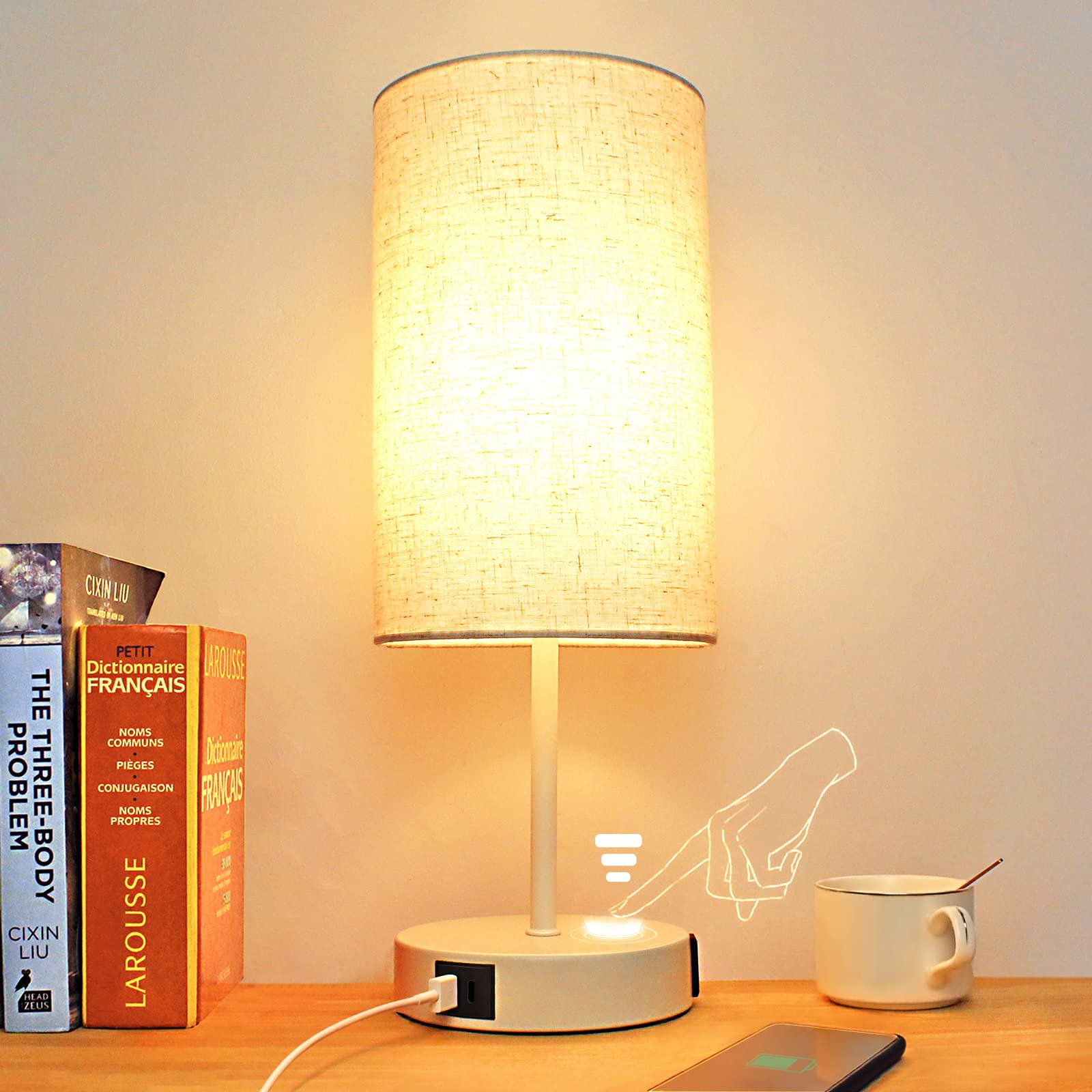 Dimmable Black Bedside Lamp — 15.75"